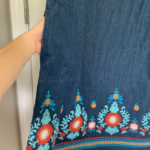 J Jill Denim embroidered sheath dress size small - Picture 5 of 10